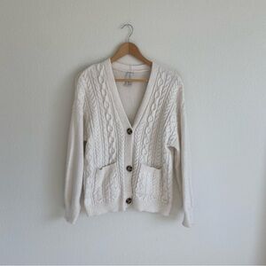 Women's White Cable Knit Sweater